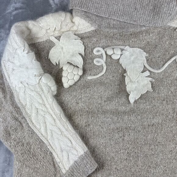 IB Diffusions Silk Angora Sweater Womens 1X Beige White Grapevine Vintage (1051) - Picture 3 of 11